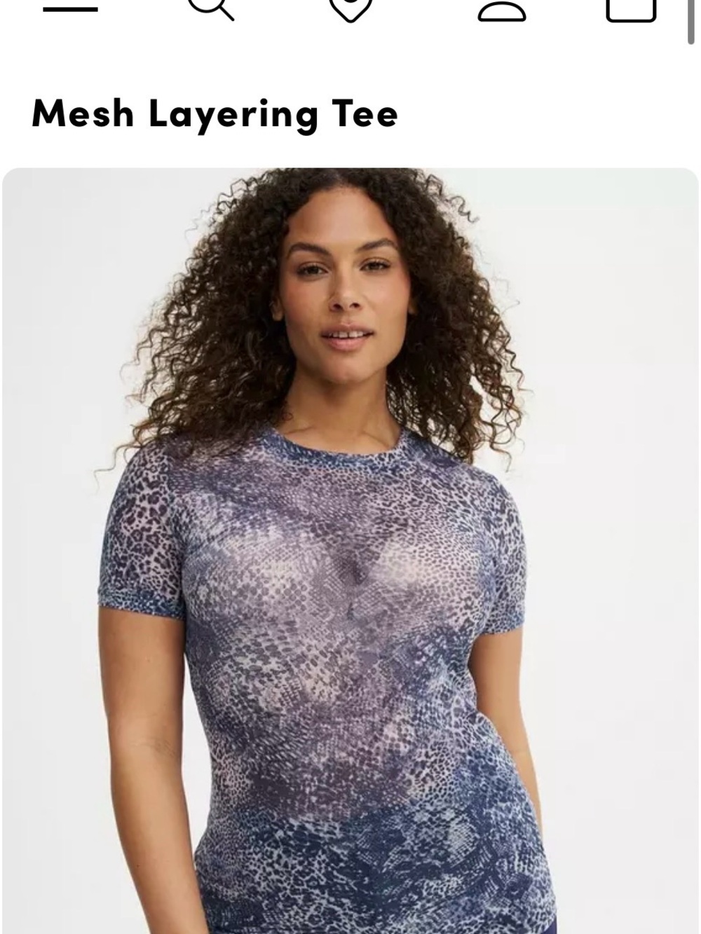 torrid Blue Animal-Print Mesh Layering Tee